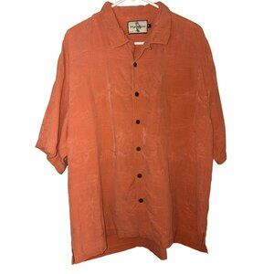 Urgent Gear Men's 100% Silk Short-Sleeve Button-Up Shirt With Subtle Textured De